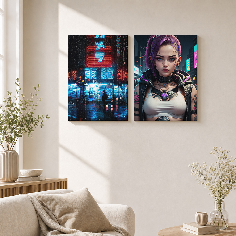 Cyberpunk Canvas Print Poster  - Home Office Or review and price